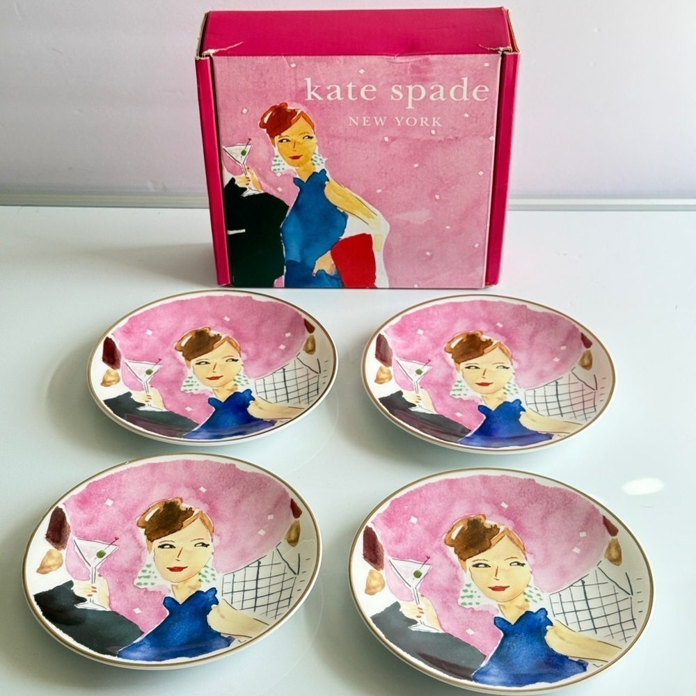 KATE SPADE New York Lenox 6-Inch Plates | Set of 4 | Cocktails Anyone?